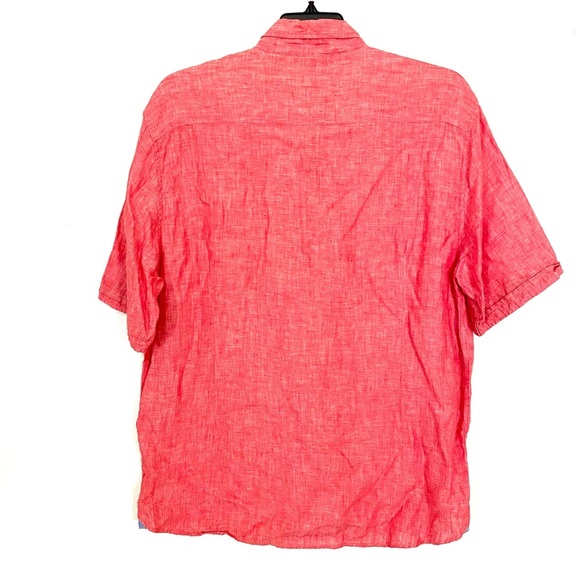 Report Collection Shirt 100% Linen Short Sleeve Tropical Beach Red Pink Mens XL - Picture 2 of 7